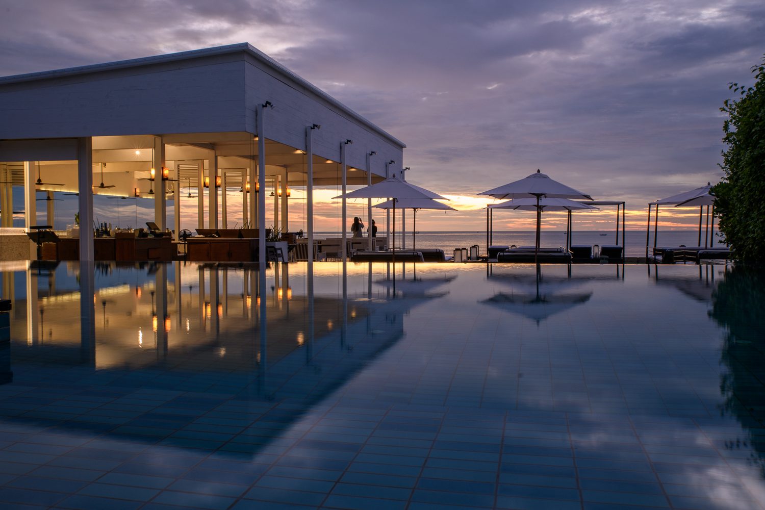 The pool pavilion at dusk — Putahracsa Hua Hin