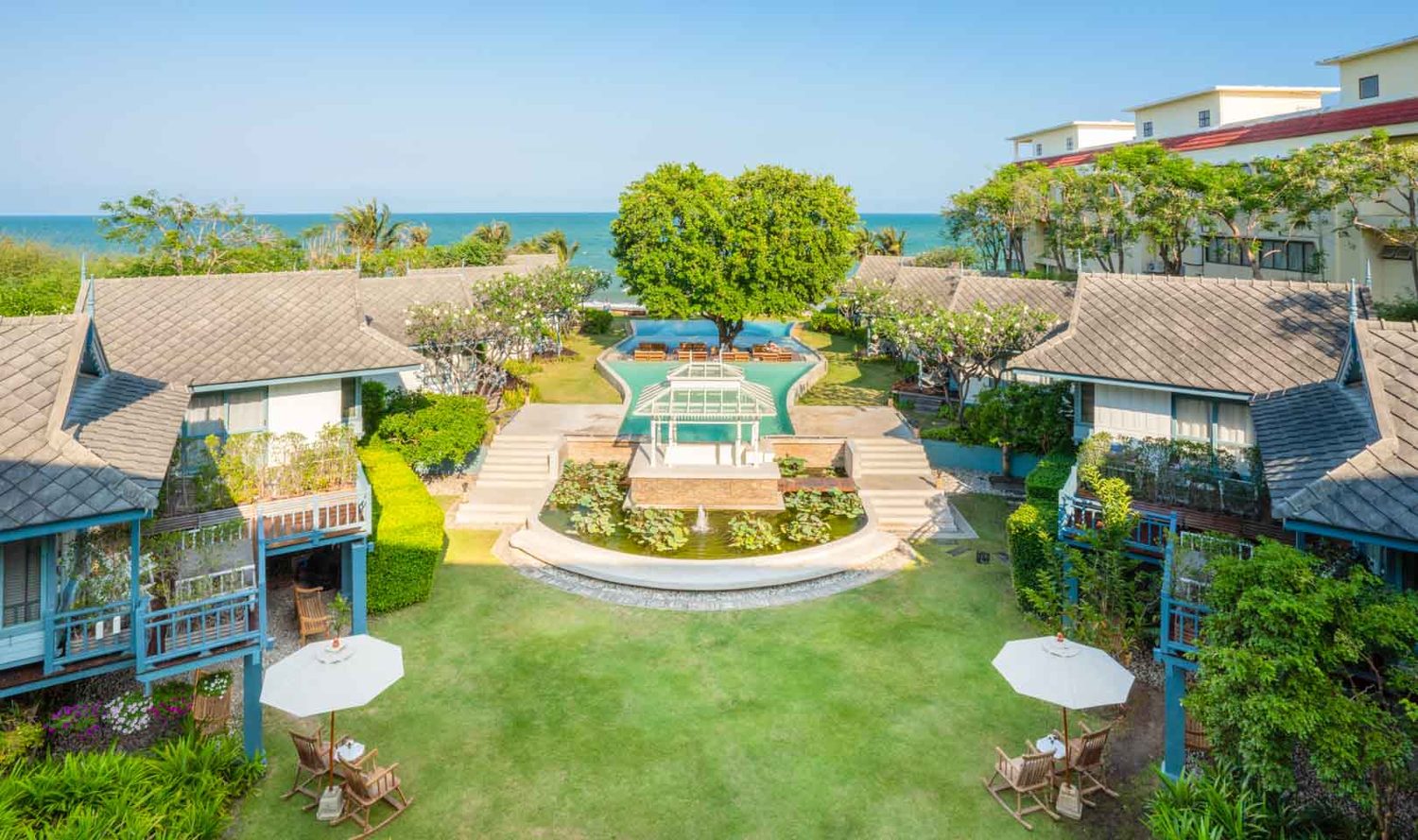 The gardens and pavilion, seen from above — Devasom Hua Hin Resort