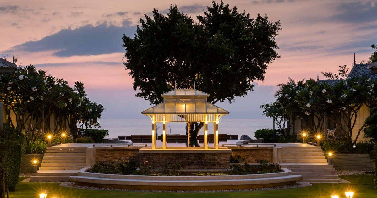 Garden pavilion at dusk — Devasom Hua Hin Resort