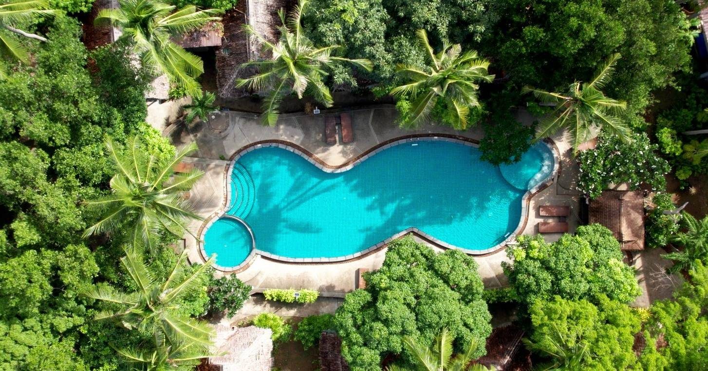 The pool from above — Sand Sea Resort
