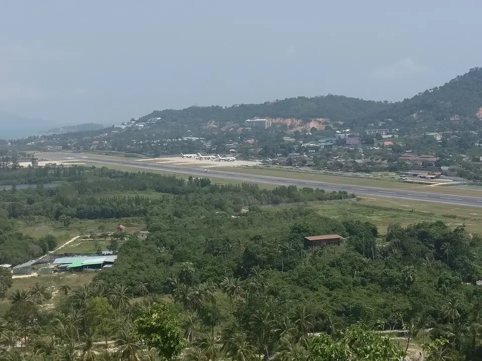 Samui Airport runway from the hills