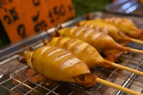 Giant grilled squid with chilli-lime sauce
