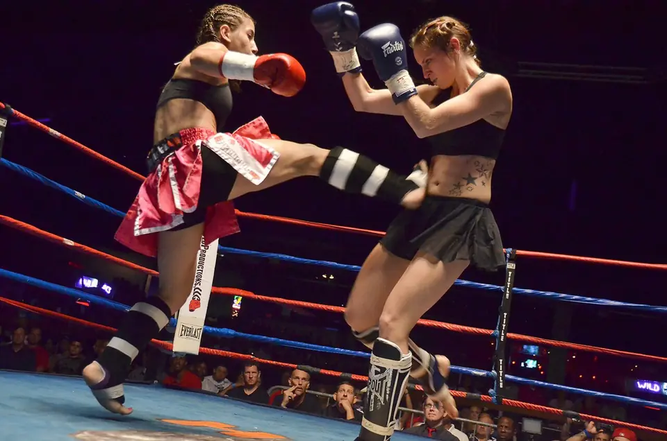 A teep in women's Muay Thai